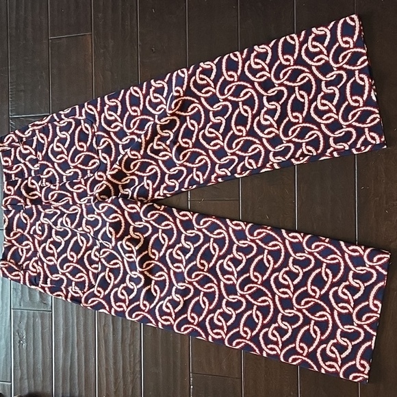 Anthropologie Maeve Colette Cropped Wide-Leg Pants Ponte Edition Navy Chain - 30 - Picture 5 of 16